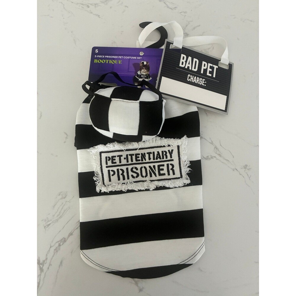 Bootique Petco Prisoner Pet Halloween Costume 3-Piece Set Size Small New